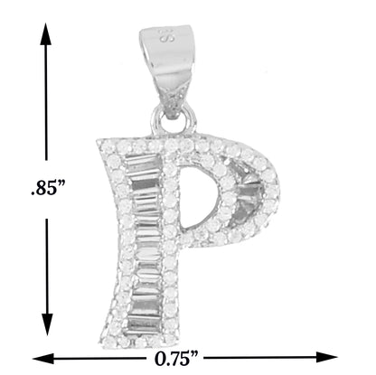 925 Sterling Silver Alphabet Pendant P | Wholesale Jewelry