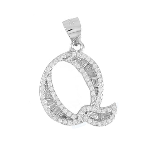 925 Sterling Silver Alphabet Pendant Q