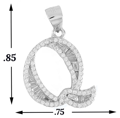 925 Sterling Silver Alphabet Pendant Q | Wholesale Jewelry