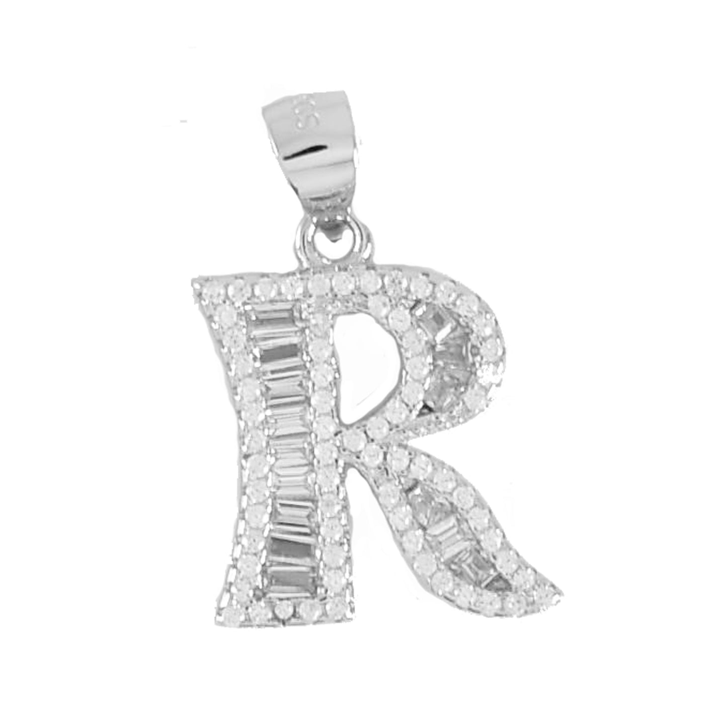 925 Sterling Silver Alphabet Pendant R | Wholesale Jewelry