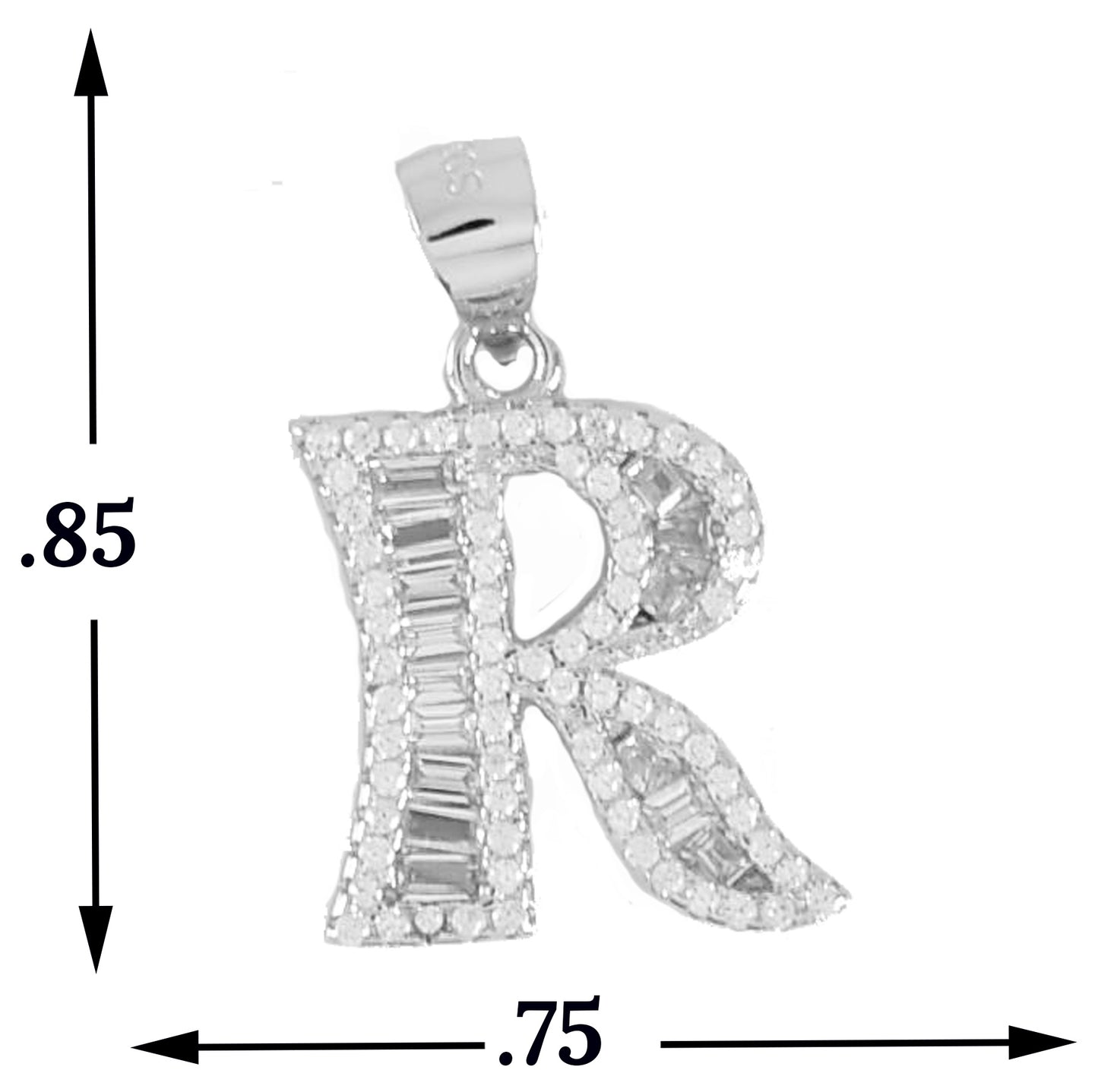 925 Sterling Silver Alphabet Pendant R | Wholesale Jewelry