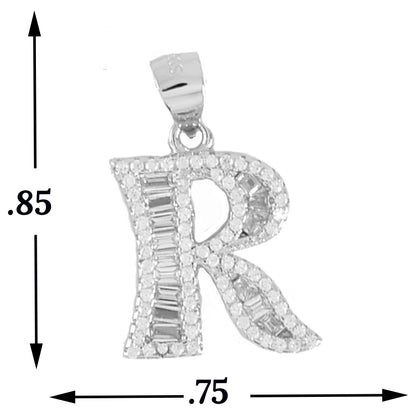 925 Sterling Silver Alphabet Pendant R | Wholesale Jewelry