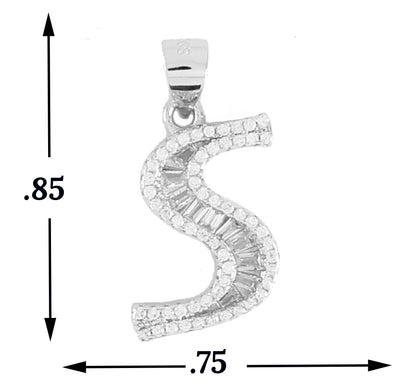 925 Sterling Silver Alphabet Pendant S | Wholesale Jewelry