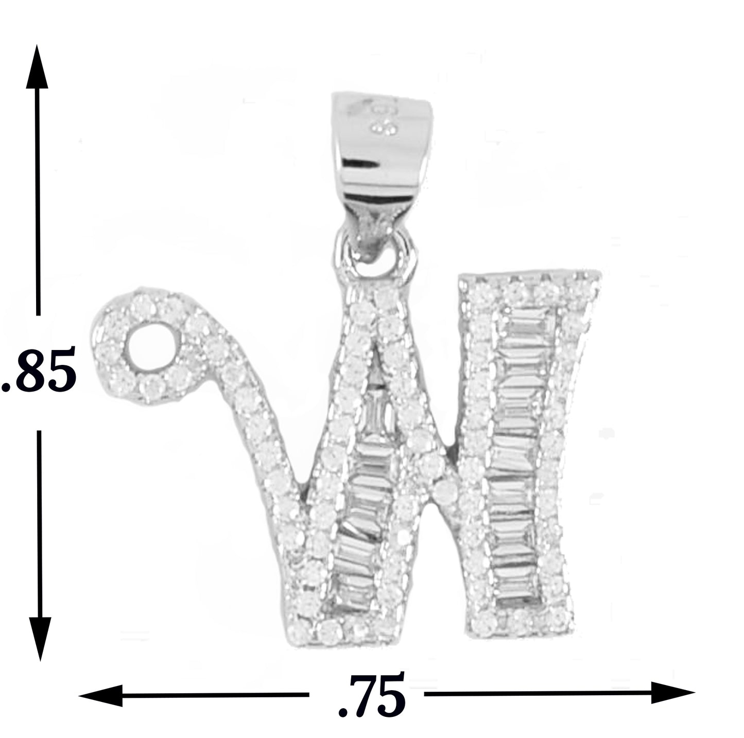 925 Sterling Silver Alphabet Pendant W | Wholesale Jewelry