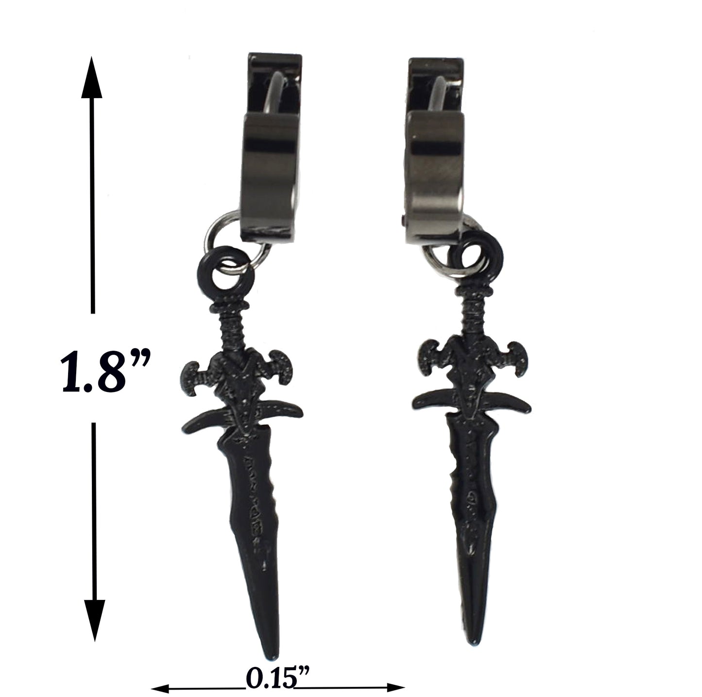 Stainless Steel Silver Dagger Earrings | Wholesale Jewelry