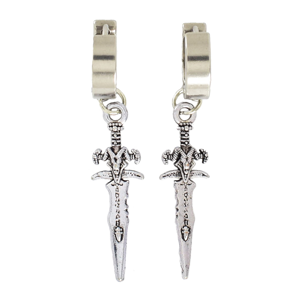 Stainless Steel Silver Dagger Earrings