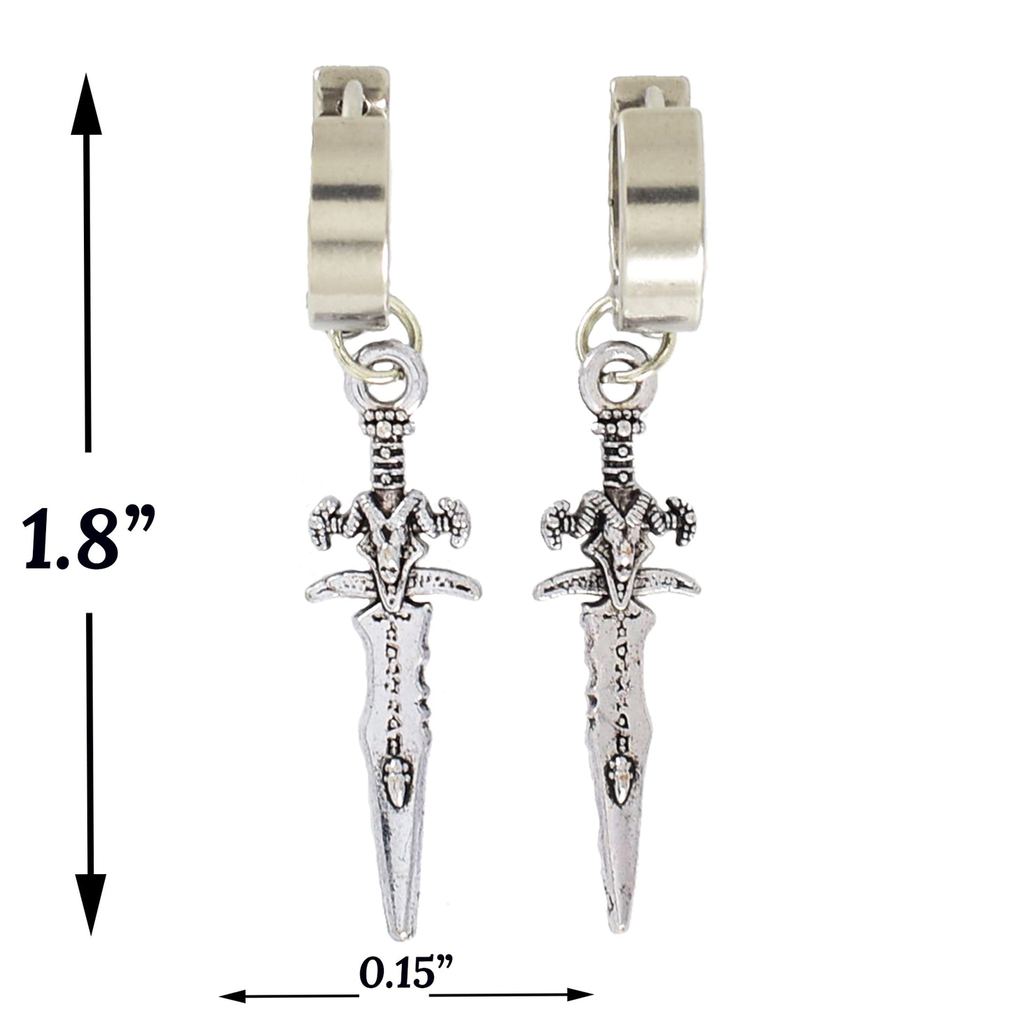 Stainless Steel Silver Dagger Earrings | Wholesale Jewelry