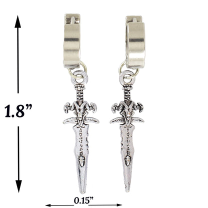 Stainless Steel Silver Dagger Earrings | Wholesale Jewelry