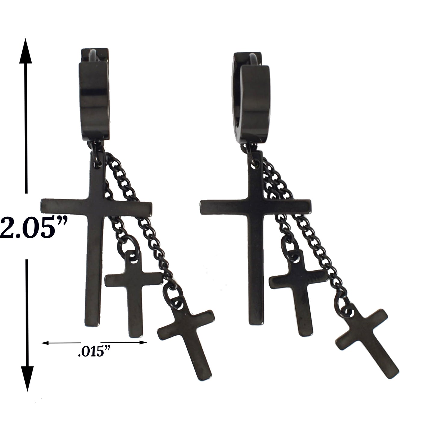 Stainless Steel Cross Earrings-3 Dangle Cross For Men and Women | Wholesale Jewelry