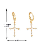 Gold Plated Cross Earring