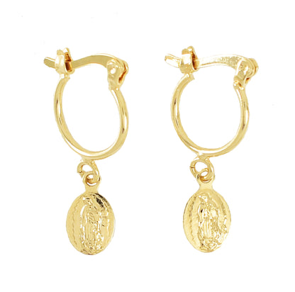 Gold Plated Virgin Mary Dangly Earring | Wholesale Jewelry