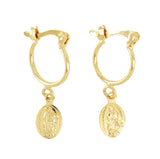 Gold Plated Virgin Mary Dangly Earring