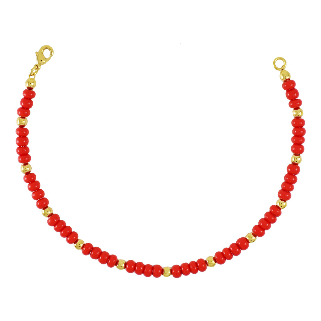 Red Beads Bracelet for Ladies Gold Plated - Protection Bracelet (Ladies)