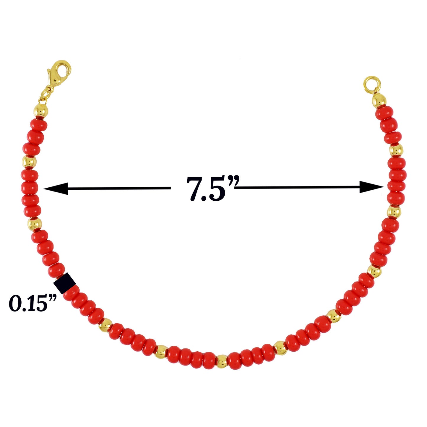 Red Beads Bracelet for Ladies Gold Plated - Protection Bracelet (Ladies)