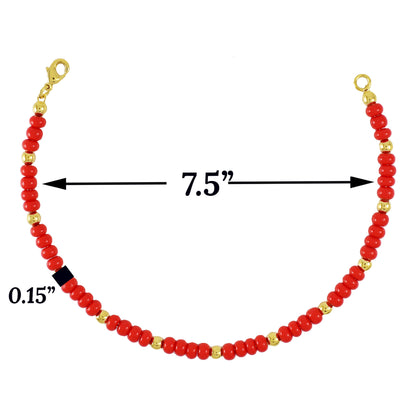 Red Beads Bracelet for Ladies Gold Plated - Protection Bracelet (Ladies)