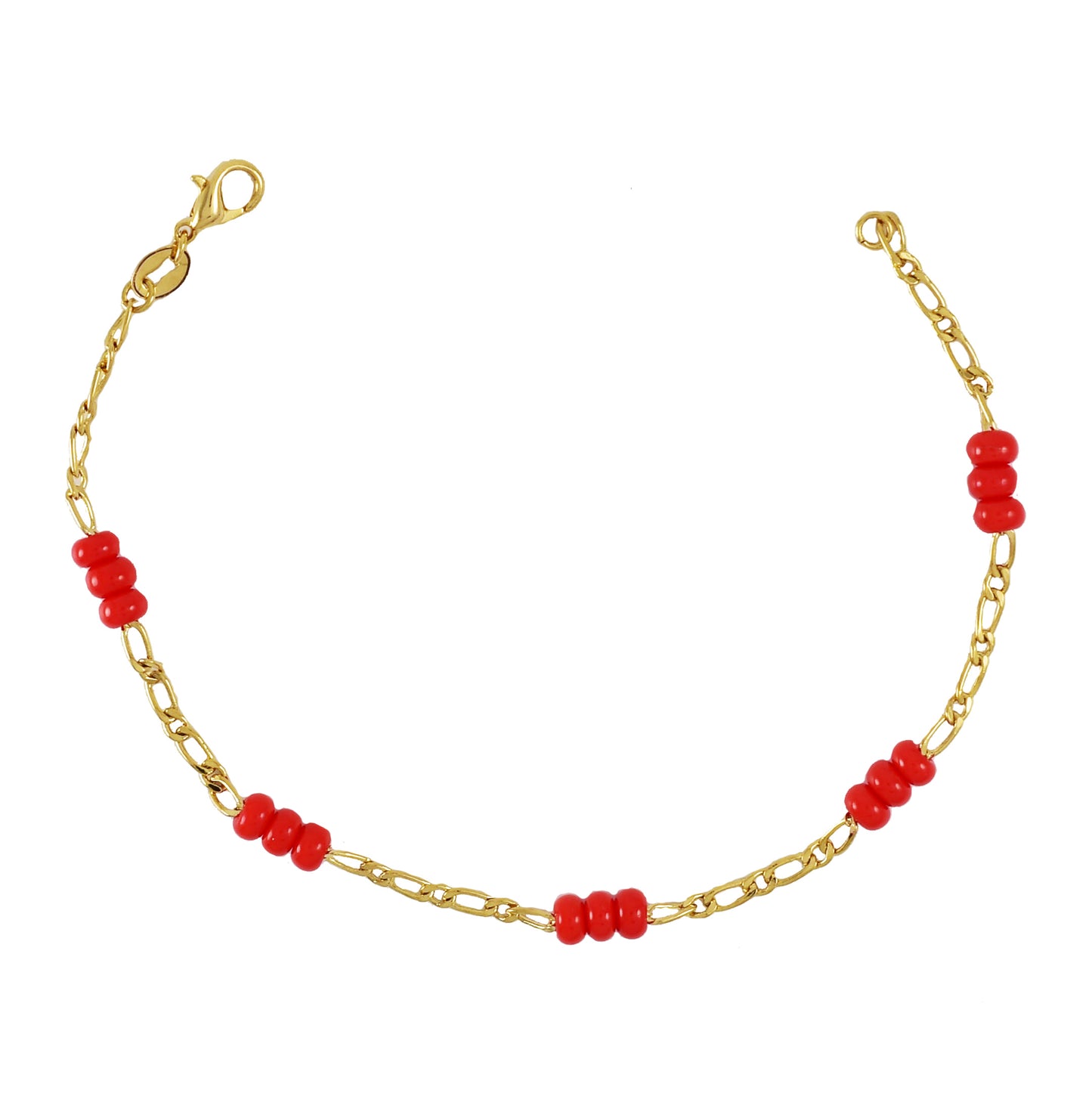 Gold Plated Red Beads Ladies Bracelet -Protection Bracelet