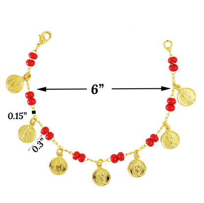 Red Beads with Virgin Mary Charm Baby Bracelet - Protection Bracelet