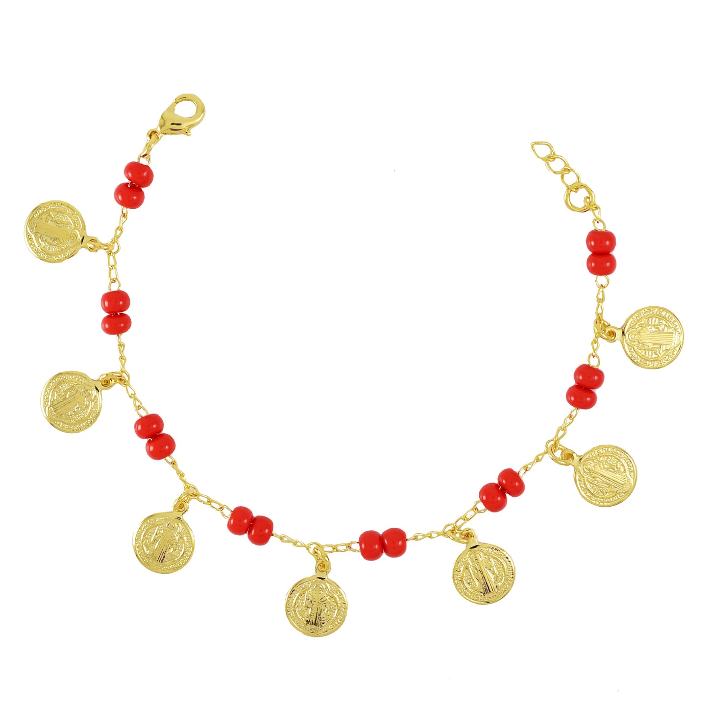 Red Beads with St. Jude Charm Religious Baby Bracelet - Protection Bracelet