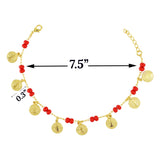 Red Beads with St. Jude Charm Ladies Bracelet - Protection Bracelet (Ladies)