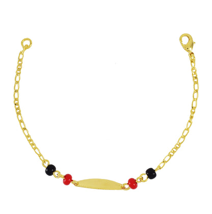 Gold Plated Red and Black Beads ID Baby Bracelet