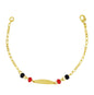 Gold Plated Red and Black Beads ID Baby Bracelet