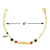 Gold Plated Red and Black Beads ID Baby Bracelet