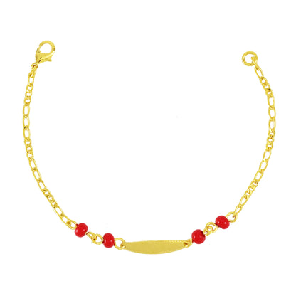 Gold Plated Red and Black Beads ID Baby Bracelet