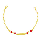 Gold Plated Red and Black Beads ID Baby Bracelet