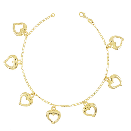 Gold Plated Hearts Charm Ladies Anklet