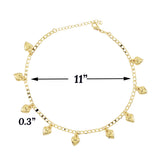 Gold Plated Hearts Charm Cuban Chain Ladies Anklet