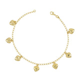 Gold Plated Hearts Charm Ladies Anklet