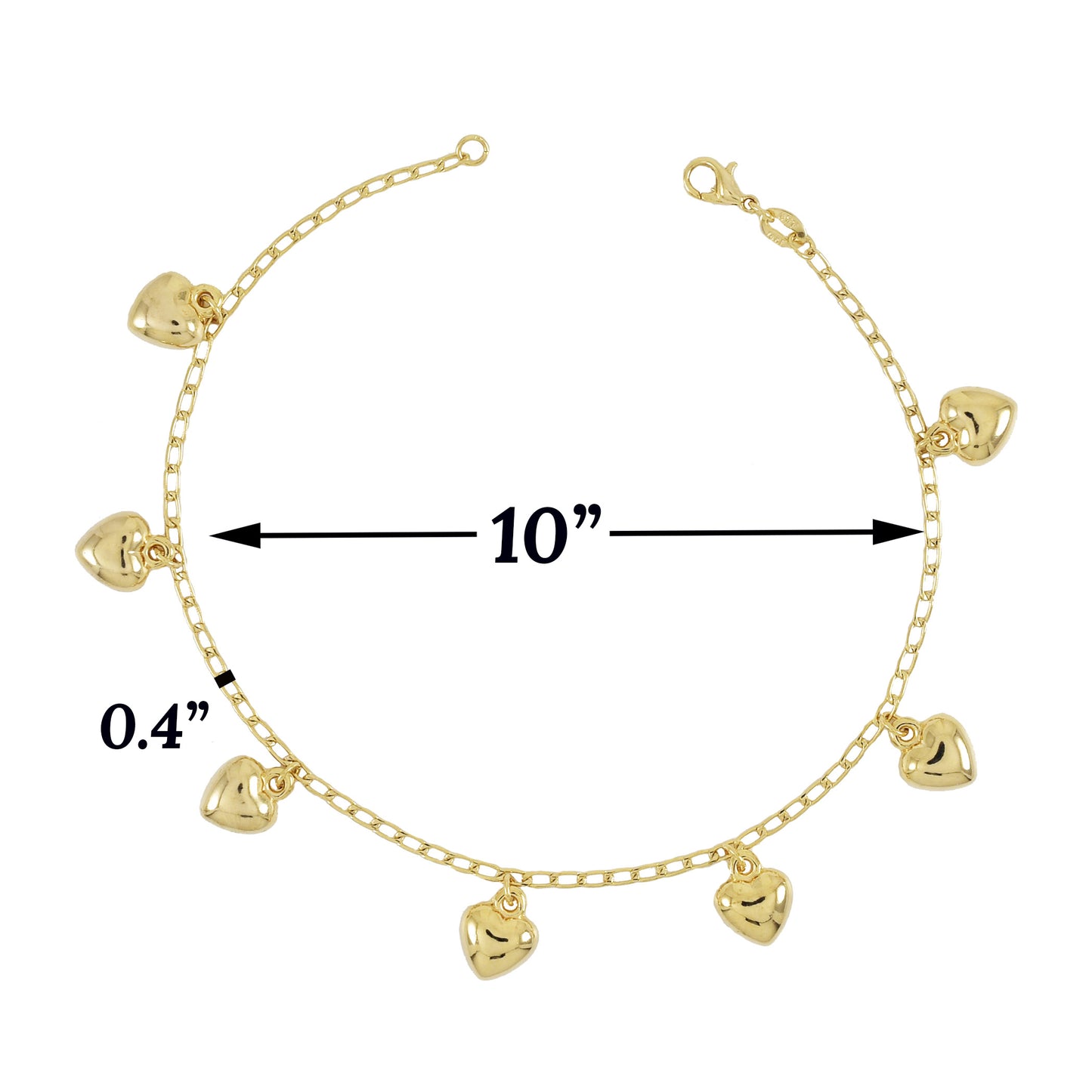 Gold Plated Hearts Charm Ladies Anklet