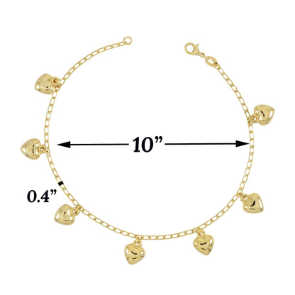 Gold Plated Hearts Charm Ladies Anklet
