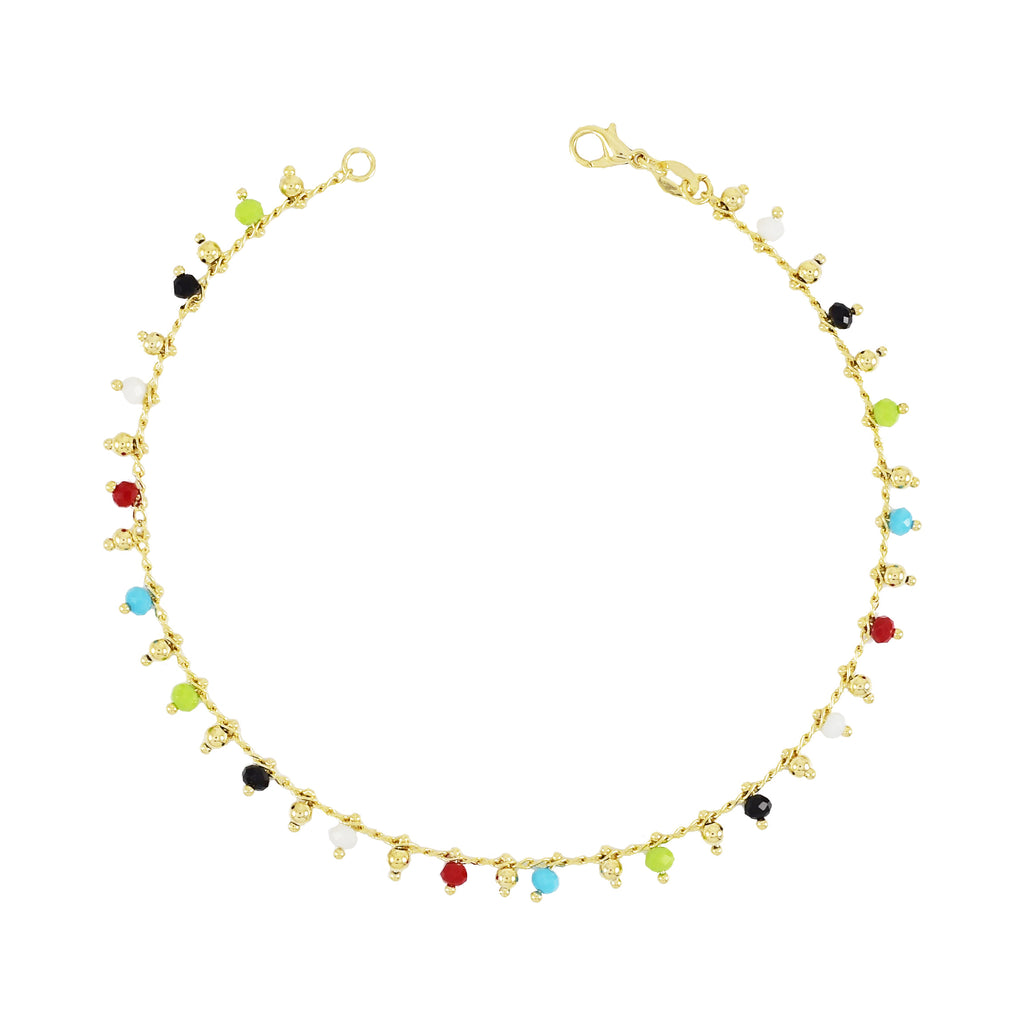 Gold Plated Multicolor Ladies Beads Anklet