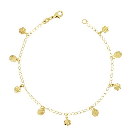 Gold Plated Flower Charm Ladies Anklet