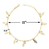 Gold Plated Leaves Ladies Anklet with CZ