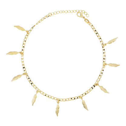 Gold Plated Leaves Ladies Anklet