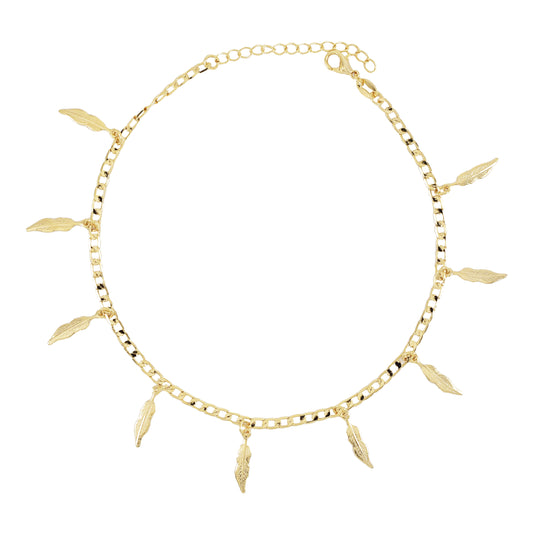 Gold Plated Leaves Ladies Anklet