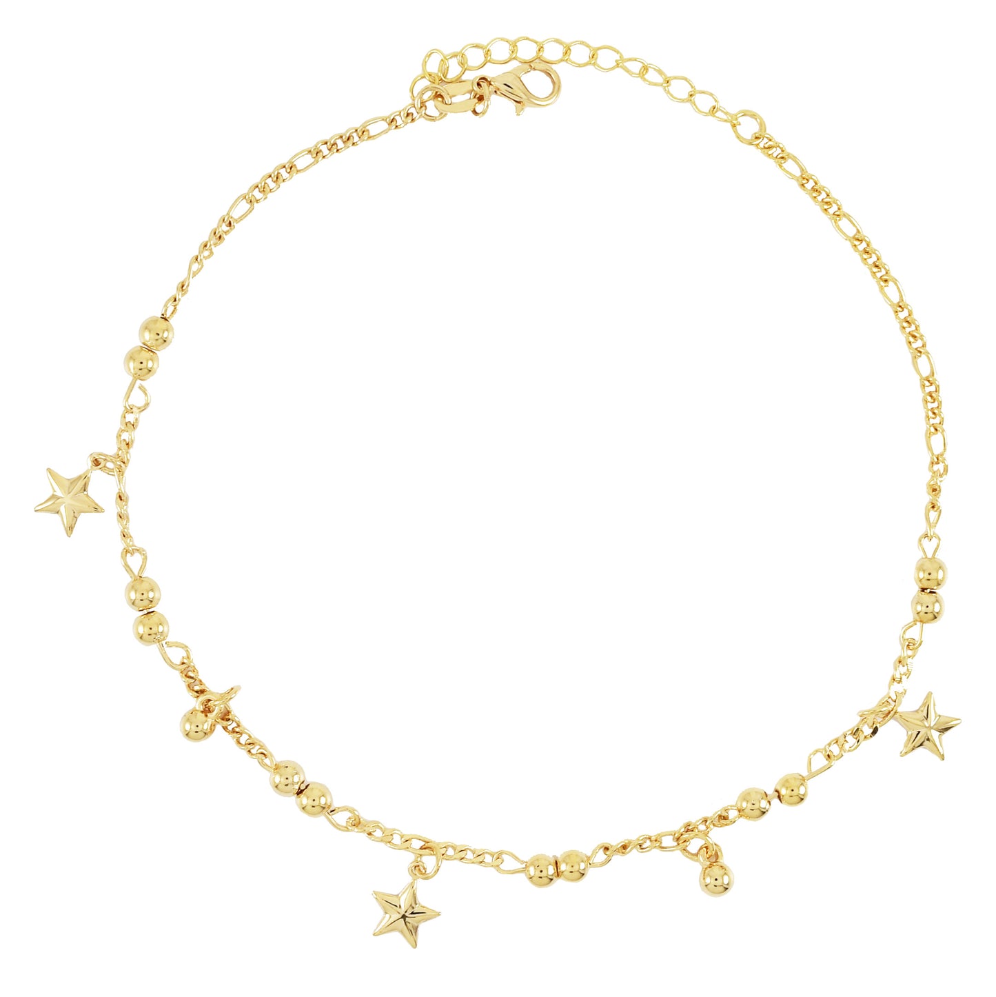 Gold Plated Star and Ball Ladies Anklet