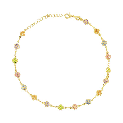 Gold Plated Multicolor Clover Flower Ladies Anklet