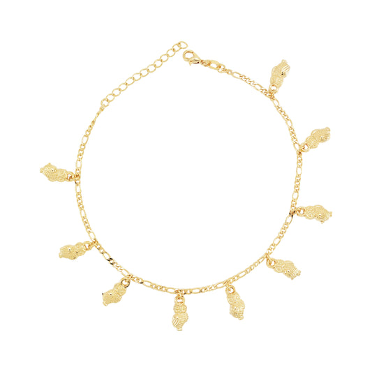 Gold Plated Owl Charms Ladies Anklet