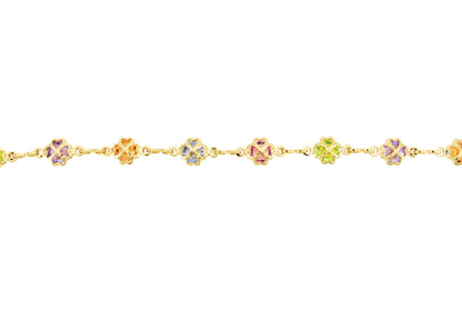 Gold Plated Multicolor Clover Flower Ladies Anklet