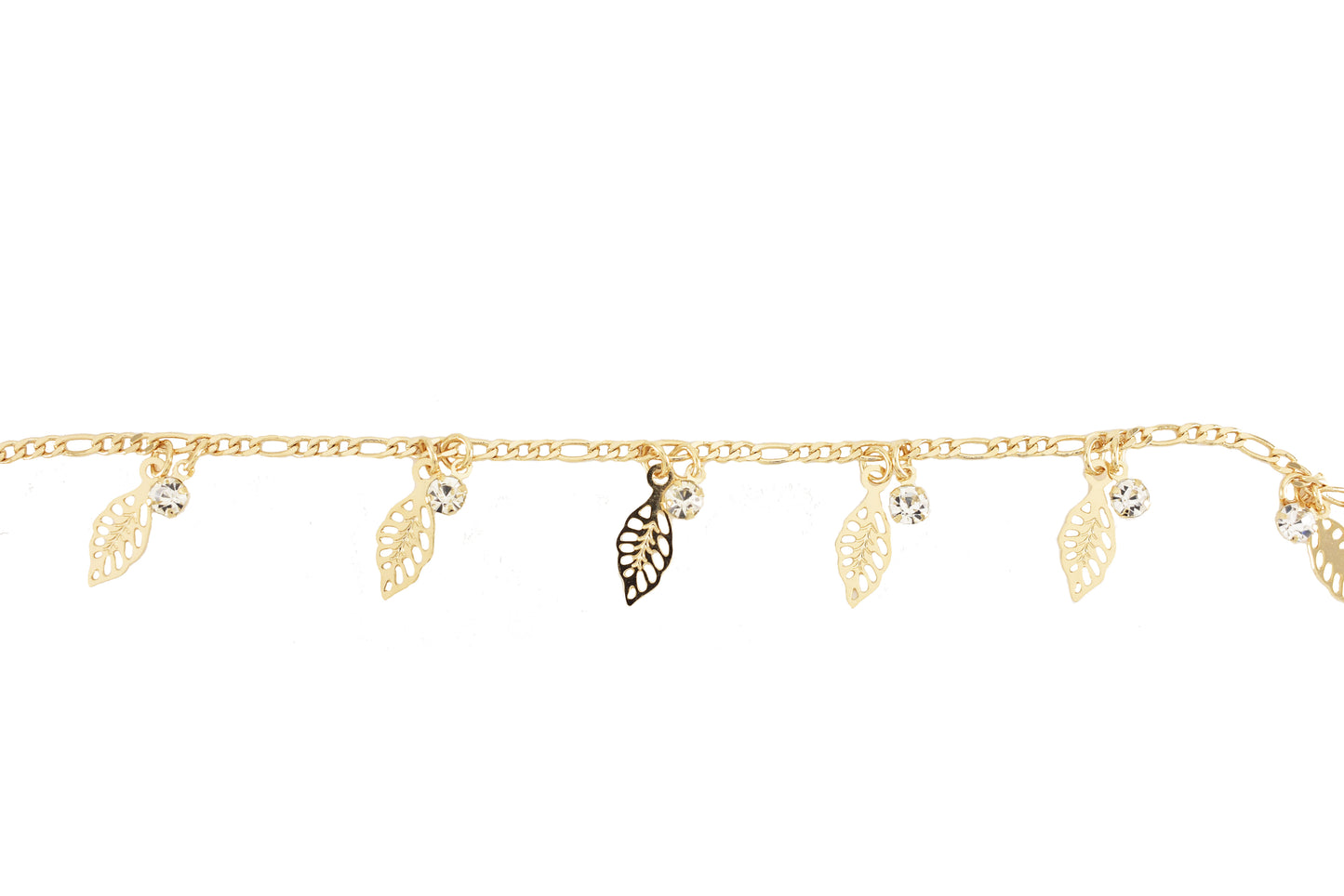 Gold Plated Leaves Ladies Anklet with CZ