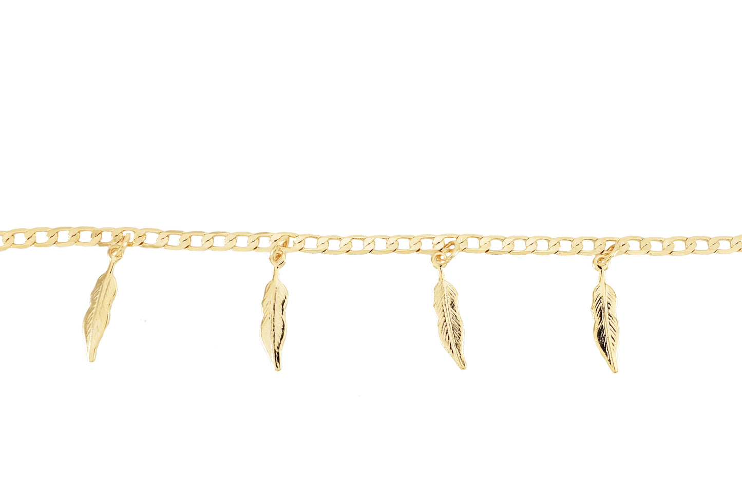 Gold Plated Leaves Charm Ladies Anklet