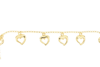 Gold Plated Hearts Charm Ladies Anklet