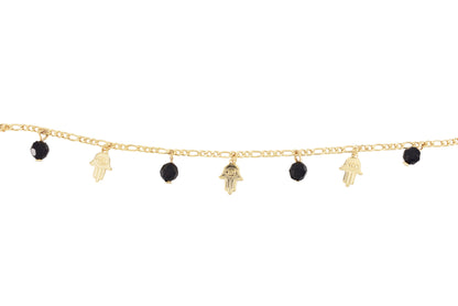 Gold Plated Hamsa Hand Ladies Anklet