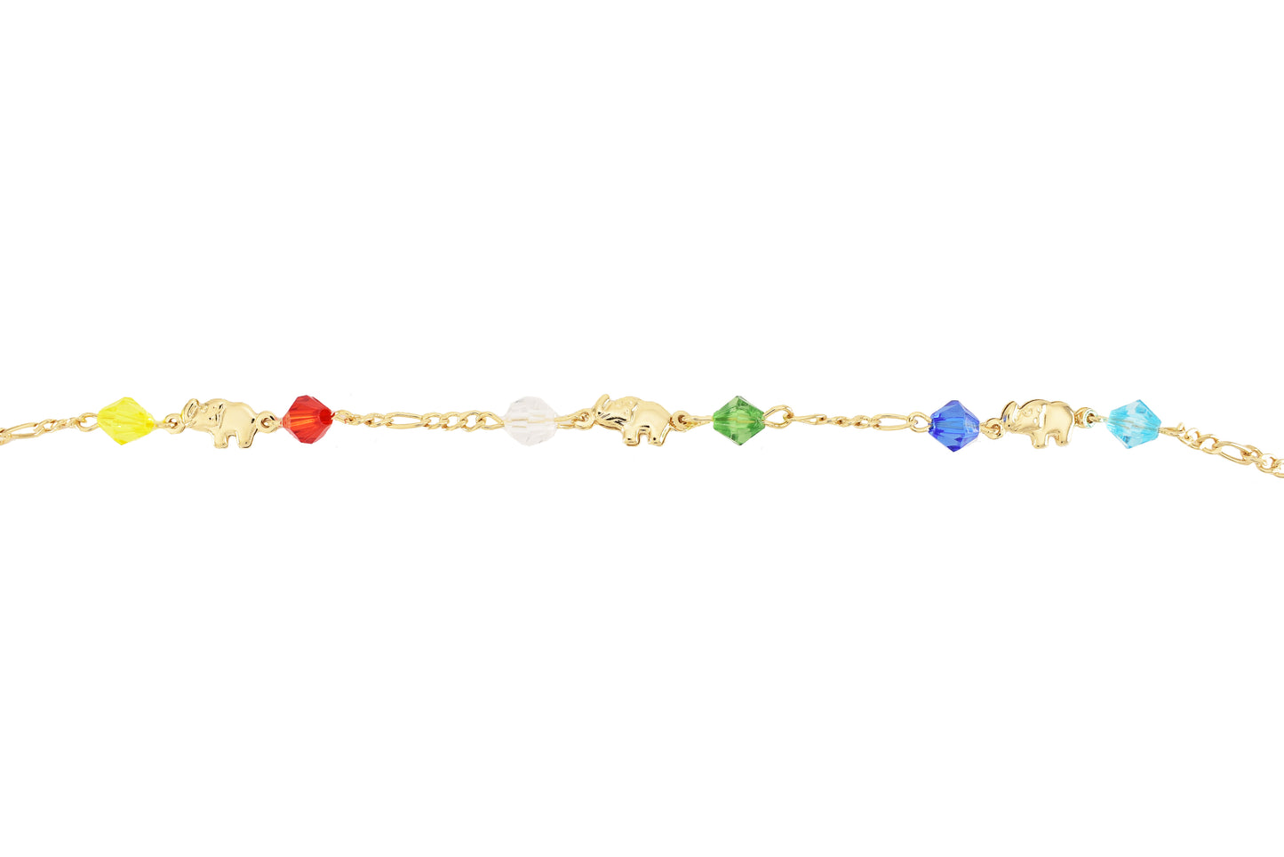 Gold Plated Ladies Elephant with Multicolor Beads Anklet