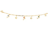 Gold Plated Dolphin and Stars Charms Ladies Anklet