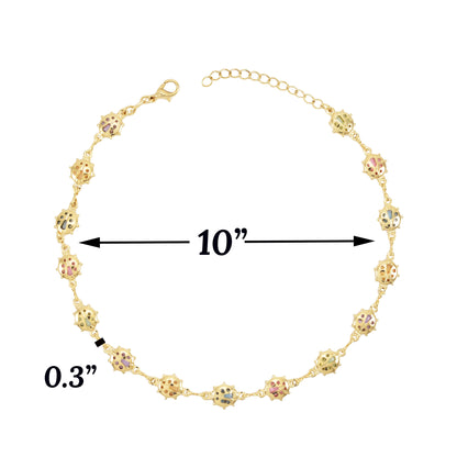Gold Plated Multicolor Ladybug Ladies Anklet