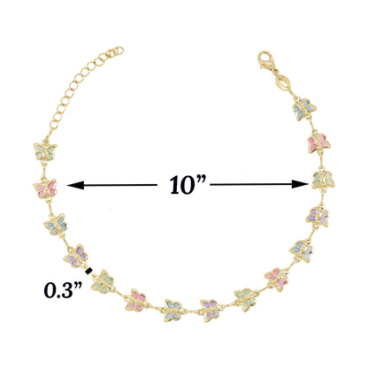 Gold Plated Multicolor Butterfly Ladies Anklet